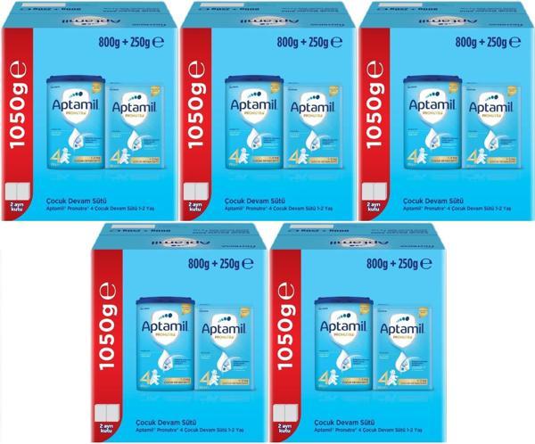 Nutrıcıa Aptamil Pronutra 800GR+250GR Toplam: 1050GR Devam Sütü No:4 (1 Yaş ve Üzeri) (5 Li Set) - Image 1