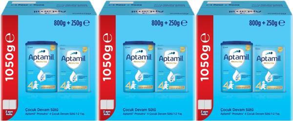 Nutrıcıa Aptamil Pronutra 800GR+250GR Toplam: 1050GR Devam Sütü No:4 (1 Yaş ve Üzeri) (3 Lü Set) - Image 1