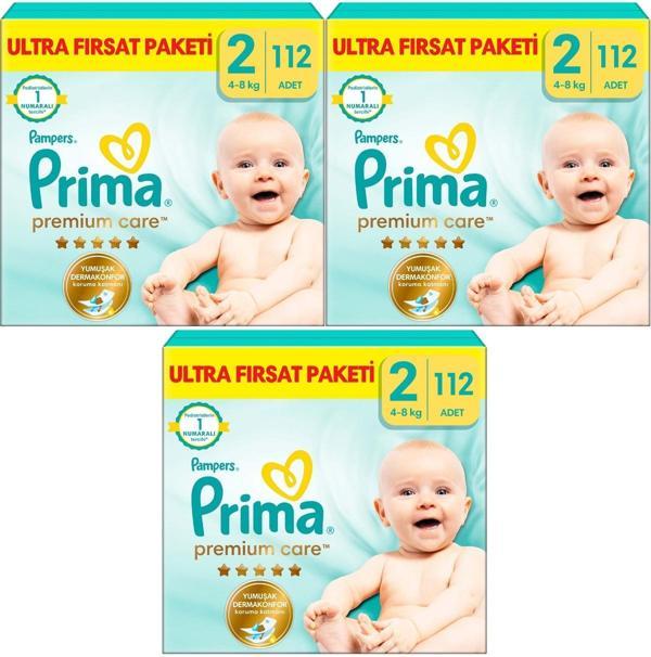 Prima Premium Care Bebek Bezi Beden:2 (4-8KG) Mini 336 Adet Aylık Ultra Fırsat Pk - Image 1