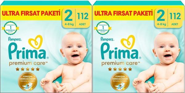 Prima Premium Care Bebek Bezi Beden:2 (4-8KG) Mini 224 Adet Ekonomik Ultra Fırsat Pk - Image 1