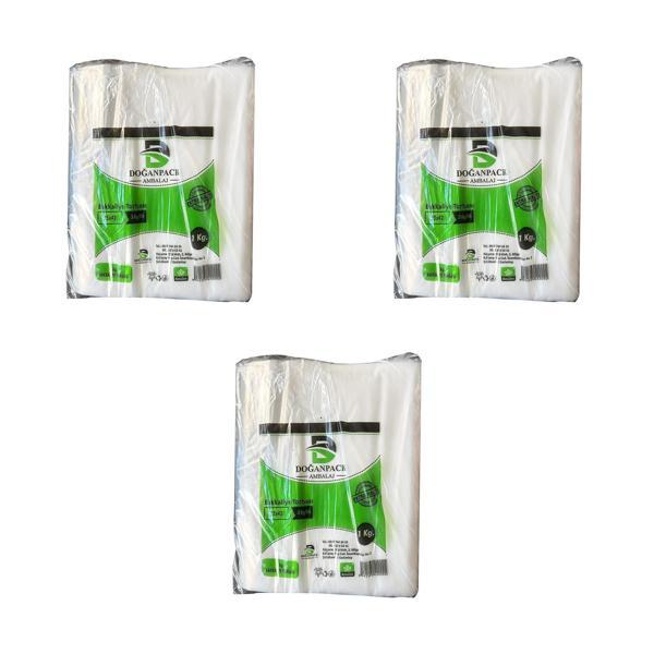 Doğanpack Şeffaf Naylon 3 lük 25x42 Cm. Bakkaliye Poşeti Torbası - 3 Kg. - Ort. 420 Adet - 3 Paket - Image 1