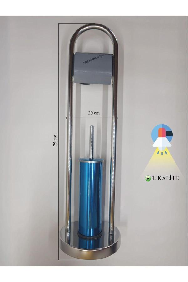 Csk Ayaklı Wc Fırça Ve Kağıtlık Seti Parlak Krom - Image 1