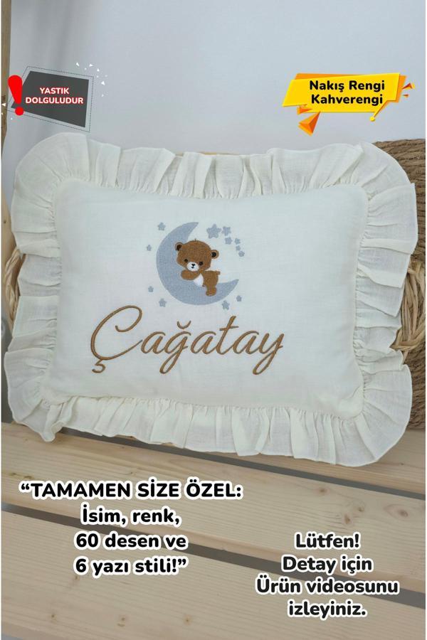 Gros Shop Müslin Yeni Doğan 4Katlı Organik %100Pamuk Kişiye Özgü Nakışlı Hastane Çıkış Seti (Ayıcık Model 4) - Image 1