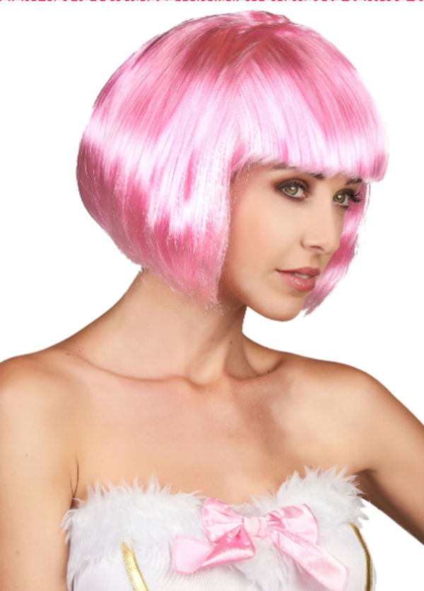 Parti Aksesuar Soft Pembe Renk Parti Peruğu Küt Saç - Image 1