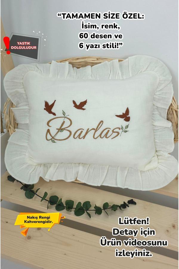 Gros Shop Müslin Yeni Doğan 4Katlı Organik %100Pamuk Kişiye Özgü Nakışlı Hastane Çıkış Seti(3'Lü Kelebk Model) - Image 1