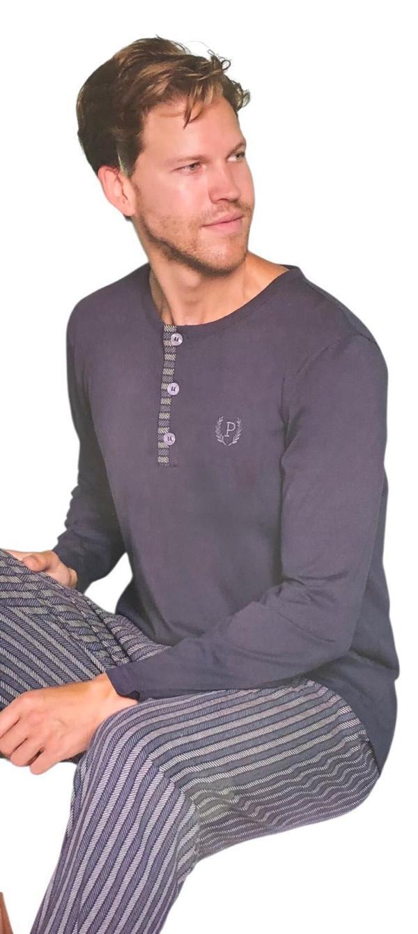 Pijadore Erkek %100 Pamuk Süprem Mevsimlik Uzun Kollu Pijama Takımı 1934 - Image 1