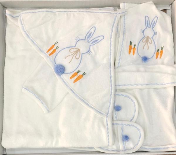 Donino %100 Pamuklu 4 Parça Nakışlı Bebek Bornoz Seti - Image 1