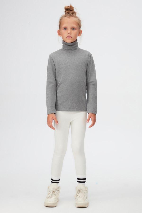 Buz Gri Basic Kışlık Tam Balıkçı Yaka Uzun Kollu Kız Çocuk Tişört - Image 1