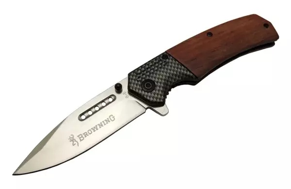 Browning 8-8 Kahverengi Kamp Çakı 20cm - Yarı Otomatik, Kemerlikli, Ahşap Sap - Image 1