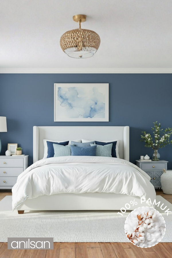 Düz Beyaz Çift Kişilik Lastikli Çarşaf Düğmeli Nevresim Takım %100 Pamuk 2 Adet Yastık Kılıf, 63tel - Image 1