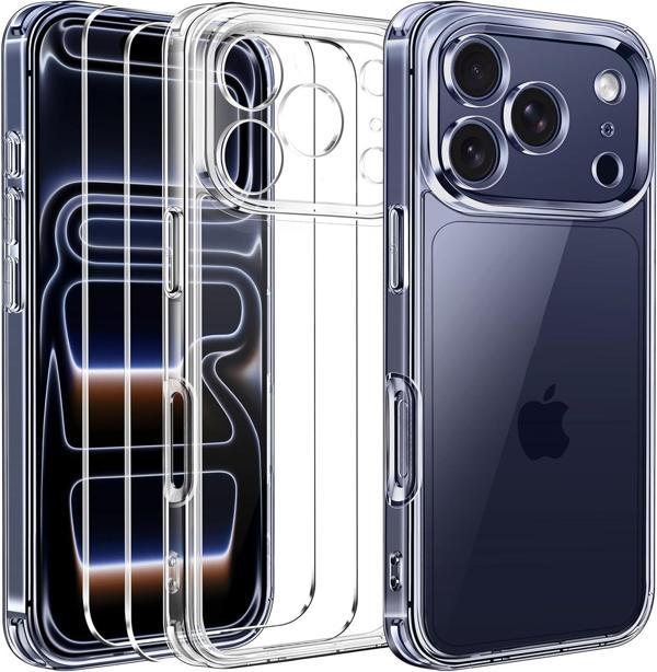 iPhone 17 Pro Max Kılıf Şeffaf Silikon / Cam Ekran Koruyucu Seti - Image 1