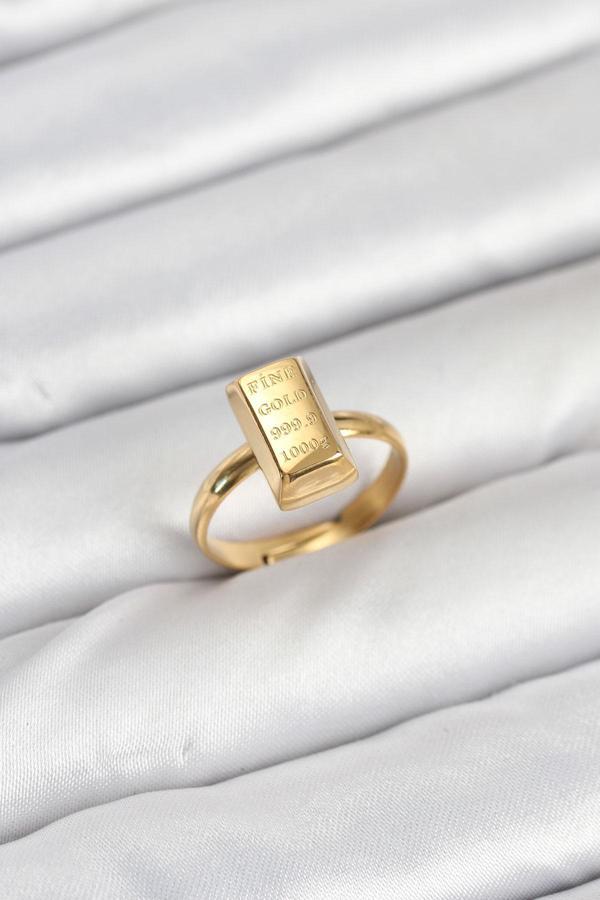 Pirinç Gold Renk Külçe Altın Model Kadın Yüzük - EBJ250927W37987 - Image 1