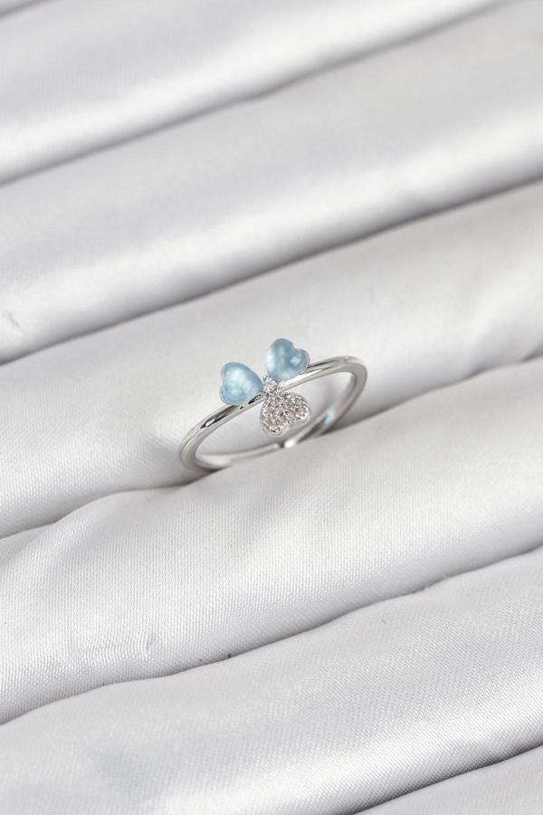 Pirinç Gümüş Renk Yonca Model Kadın Yüzük - EBJ250927W37946 - Image 1