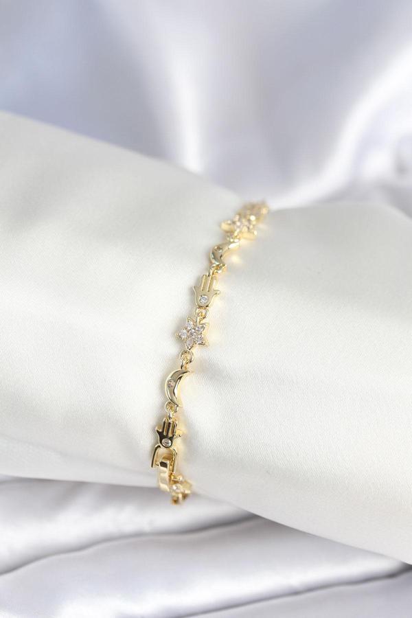 Pirinç Gold Renk Kadın Manifest Bileklik - EBJ250927W38019 - Image 1