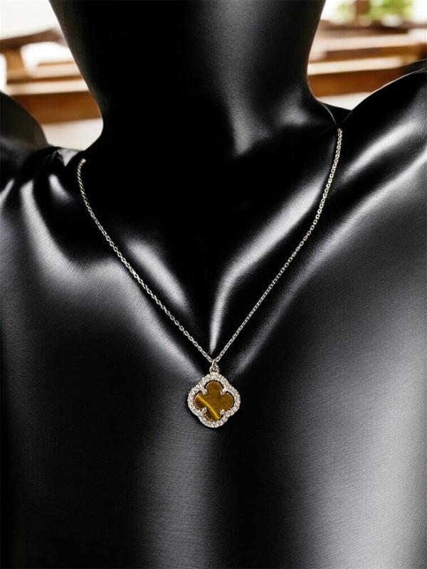 925 Ayar Gümüş Şans Yoncası Van Cleef Kolye Kadın Takı - Image 1