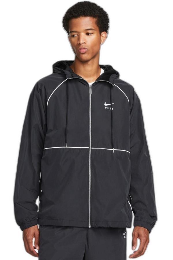 Nike Air Full-Zip Hooded Woven Loose Fit Jacket Erkek Kapüşonlu Reflektörlü Bol Keism Spor Ceket Siyah - Image 1
