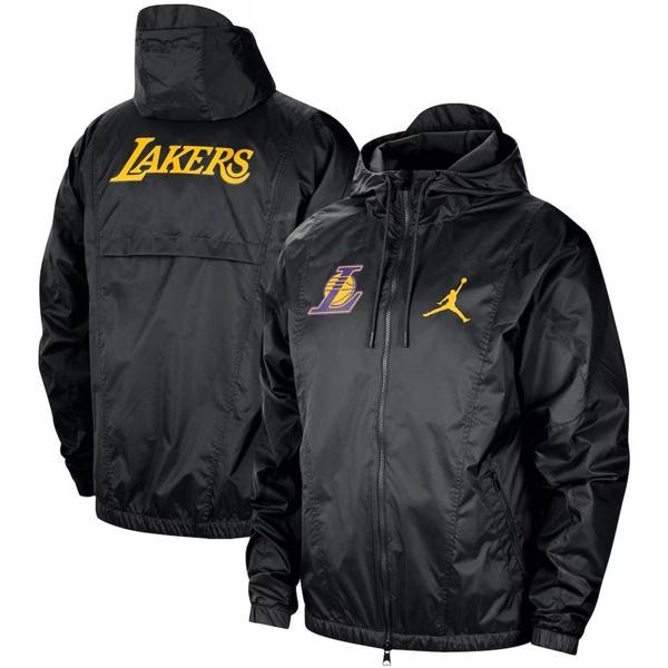 Nike Jordan Los Angeles Lakers Woven Loose Fit Jacket Erkek Kapüşonlu Bol Kesim Dokuma Spor Ceket Siyah - Image 1