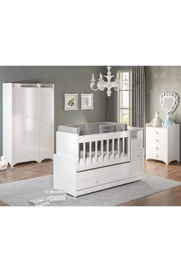 Patiko Furniture Sw 704A  Büyüyebilen Bebek Odası Takımı Beyaz - Image 1