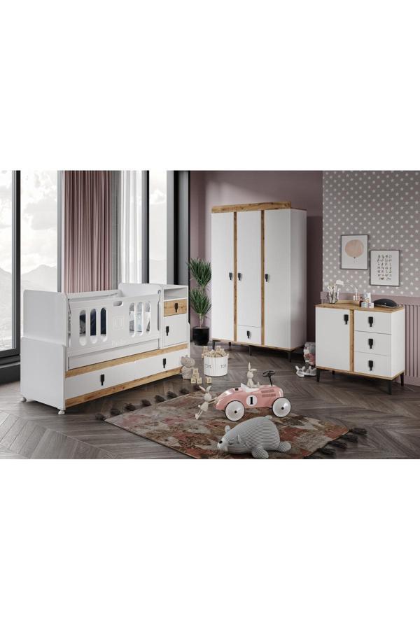 Patiko Furniture Rose Büyüyen Bebek Odası Takımı Meşe - Image 1