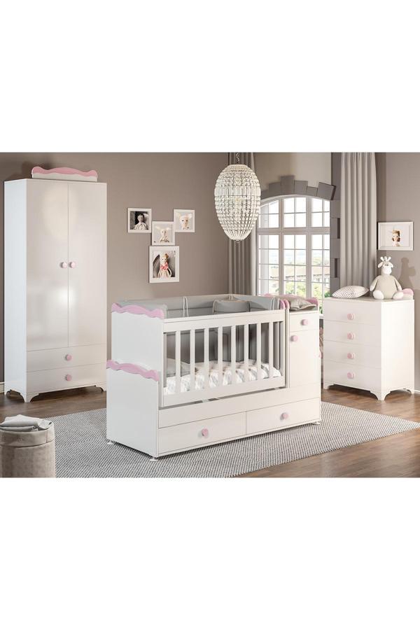 Patiko Furniture Sahra 970 2 Kapılı Bebek Odası Takımı Pembe - Image 1