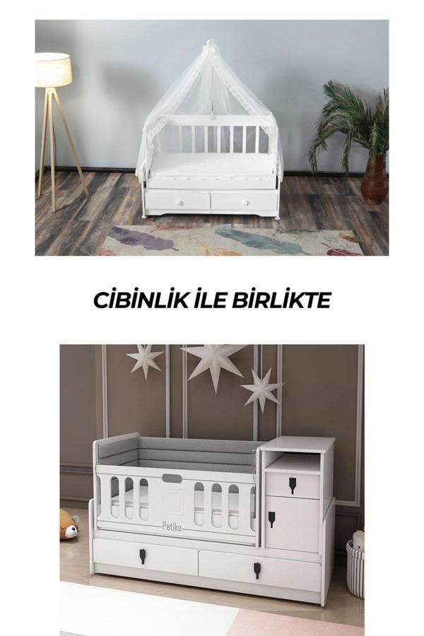Patiko Furniture R 131 Beyaz Büyüyebilen Cibinlikli Beşik - Image 1