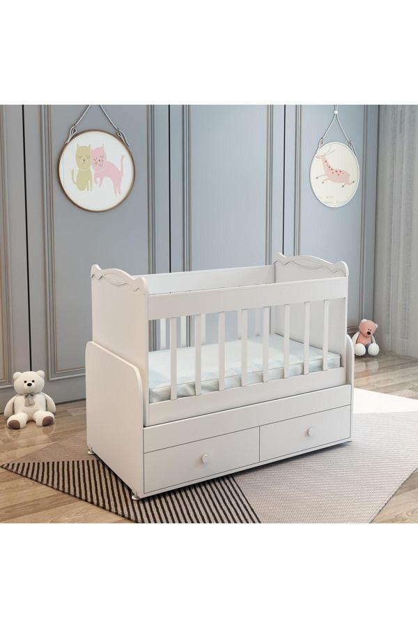Patiko Furniture Sahra 850 2 Çekmeceli Beşik (60X120) Beyaz - Image 1