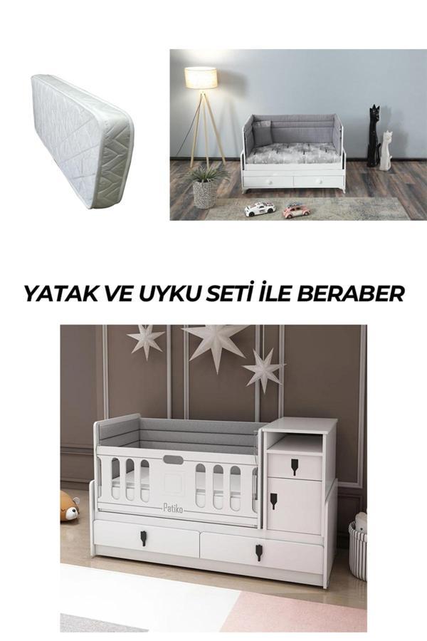 Patiko Furniture R 131 Beyaz Büyüyebilen Beşik Yatak Ve Uyku Seti İle Birlkikte - Image 1