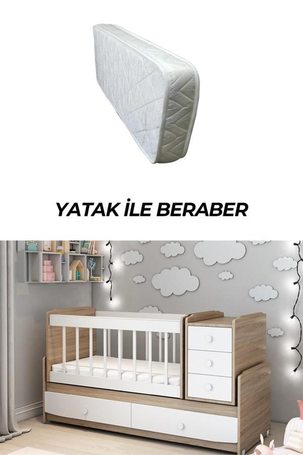 Patiko Furniture Ms 290 Sonomo Büyüyebilen Sallanabilen 3 Çekmeceli Yataklı Beşik - Image 1
