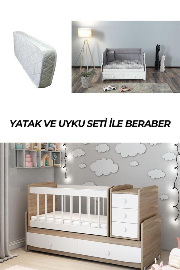 Patiko Furniture Ms 290 Sonomo Büyüyebilen Sallanan Beşik Yatak Ve Uyku Seti İle Birlikte - Image 1