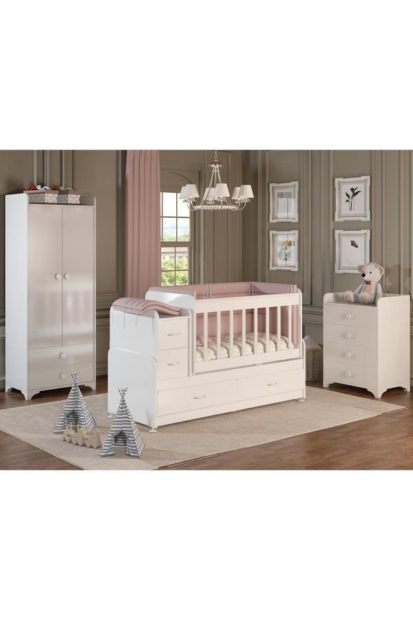 Patiko Furniture Sw 703A Büyüyebilen Bebek Odası Takımı Beyaz - Image 1