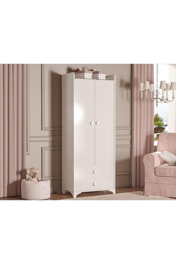 Patiko Furniture Bdlp 048 Swing 2 Kapılı 2 Çekmeceli Dolap Beyaz Bdlp048Beyaz Bebek - Image 1