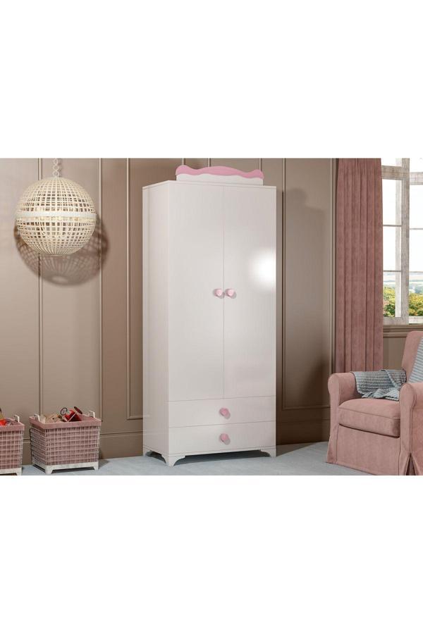 Patiko Furniture Patiko Sahra 058 2 Kapılı Dolap Pembe - Image 1