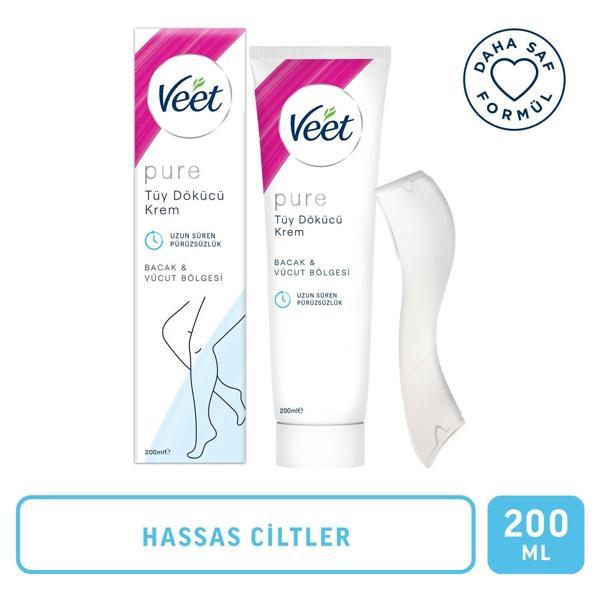 Veet Pure Tüy Dökücü Krem Hassas Ciltler 200 ml 3 Adet - Image 1
