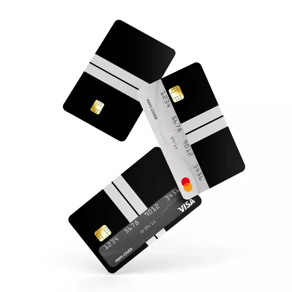 Kredi Kartı Kaplama / Sticker - Siyah Çift Beyaz Şerit - Image 1