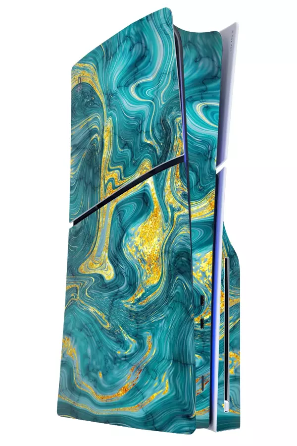 PlayStation 5 Slim Kaplama Mistik Turkuaz Dalga - Image 1