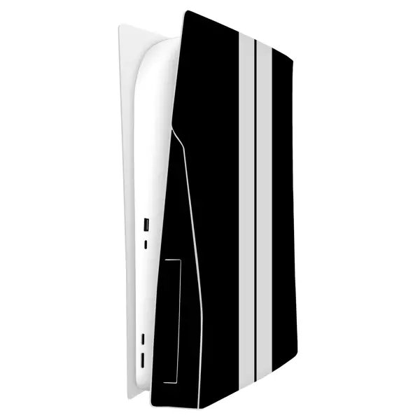 Playstation 5 Kaplama Siyah Çift Beyaz Şerit - Image 1