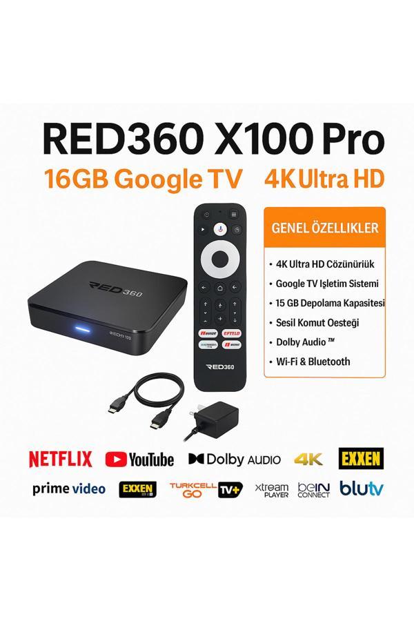 Redline Red360 X100 Pro 16Gb Google Tv – Wifi, Bluetooth Ve Youtube Destekli - Image 1