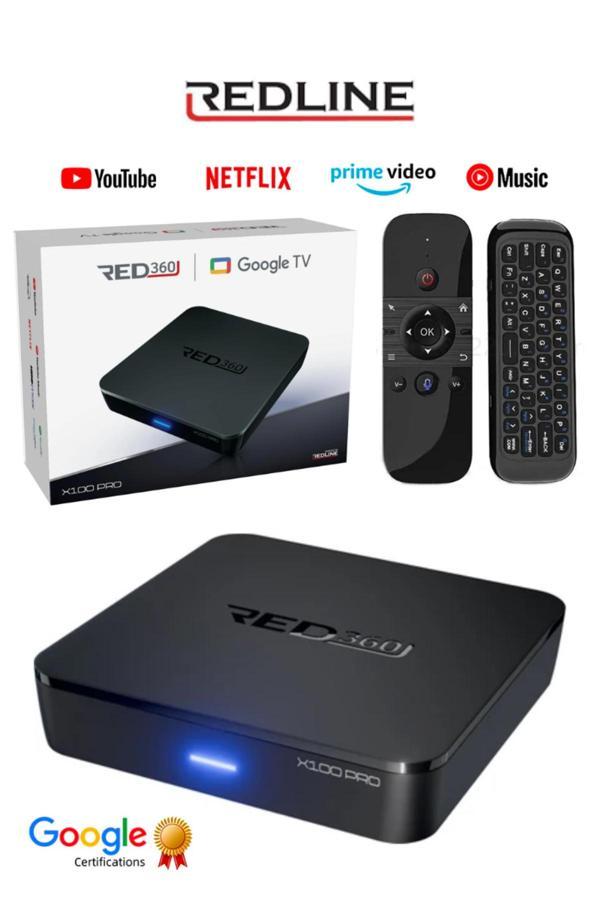 Redline Red360 X100 Pro Android Tv Box + M8 Air Mouse | 16Gb Hafıza | Google Tv Destekli 4K Cihaz - Image 1
