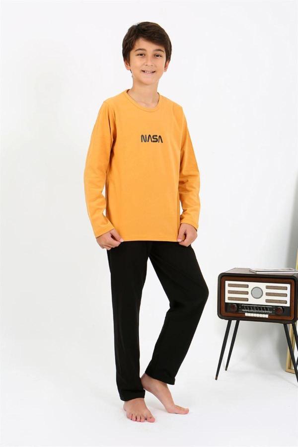 Celira Erkek Çocuk Uzun Kol Penye Pijama Takım Sarı NSB494 - Image 1