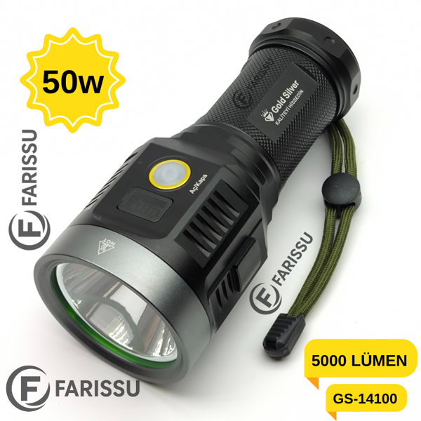 Gold Silver GS-14100 50W 5000 Lümen Profesyonel Şarjlı El Feneri - Image 1
