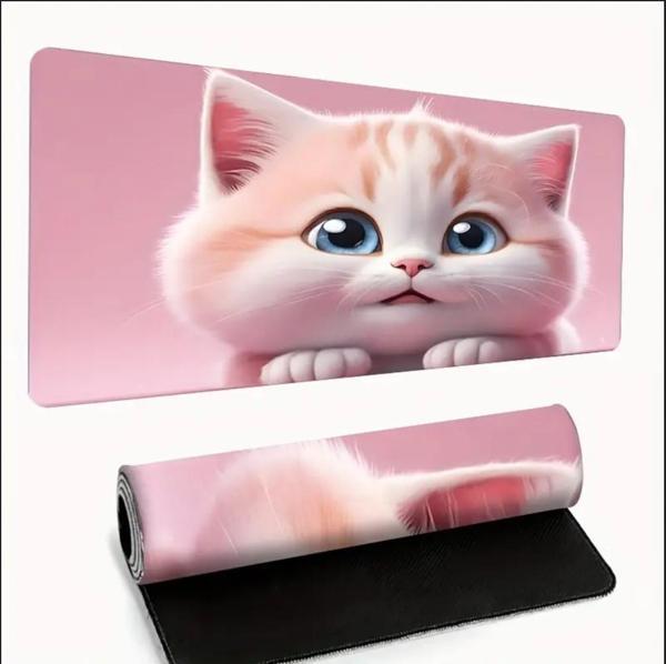 70X30 CM BÜYÜK SEVİMLİ KEDİ TEMALI KAYDIRMAZ TABAN SPEED YÜZEY OYUNCU MOUSE PAD GAMİNG - Image 1