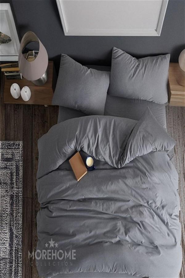 More Home Tek  Kişilik Nevresim Seti + Yastık Kılıfı  Antrasit - Image 1
