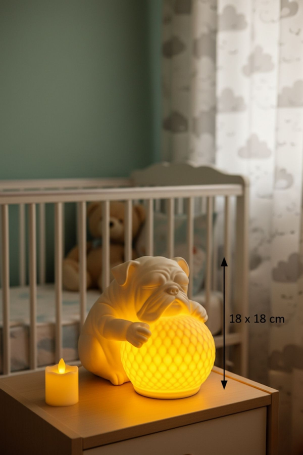 Dekoratif Masa Lambası Köpek Figürlü Biblo Hediyelik Gece Lambası Yatak Odası Aksesuarı - Image 1