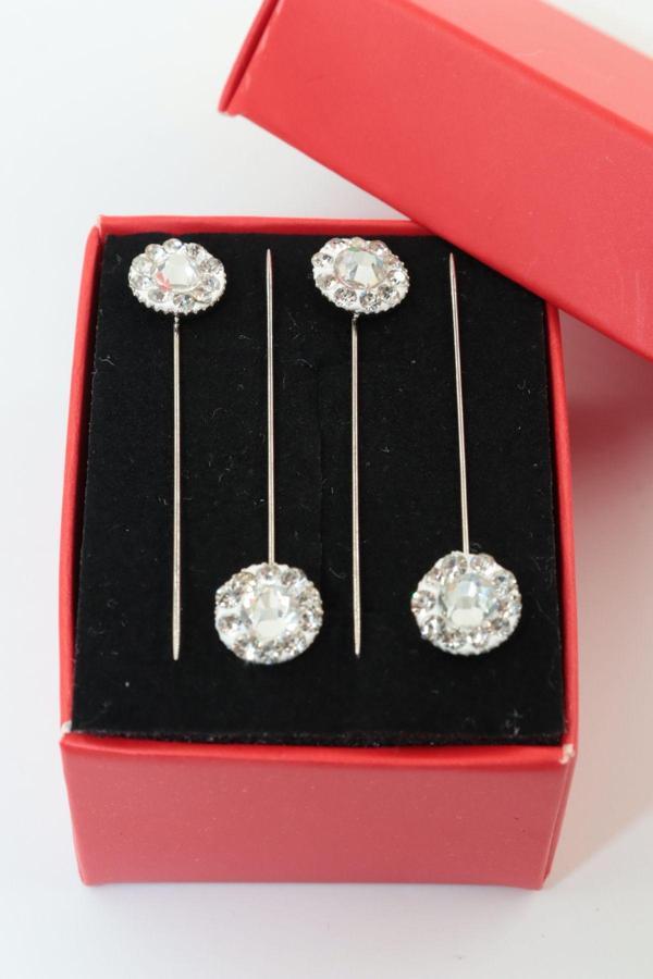 4lü Yuvarlak Taşlı Eşarp Ve Şal Iğnesi. Eşarp Iğnesi. Şal Iğnesi. Türban Iğnesi. Başörtü Iğnesi - Image 1