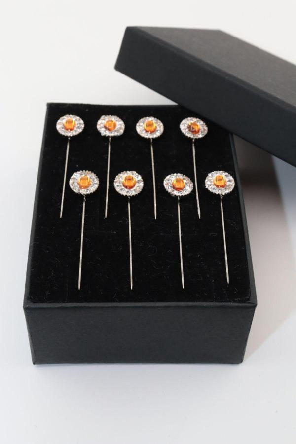 8li Eşarp Iğnesi. Şal Iğnesi. Türban Iğnesi. Başörtü Iğnesi. Eşarp Ve Şal Iğnesi. Taşlı Eşarp Iğnesi - Image 1