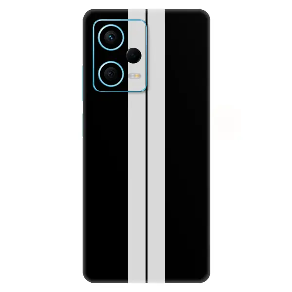 Xiaomi Redmi Note 12 Pro 5G Kaplama Siyah Çift Beyaz Şerit - Image 1