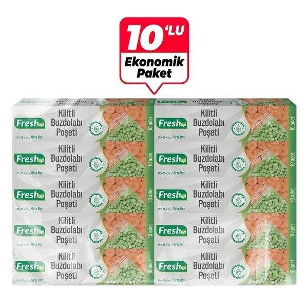 Supertrend 19x25cm Ekonomik Kilitli Buzdolabı Poşeti 10 Adet x 10 Paket - Image 1