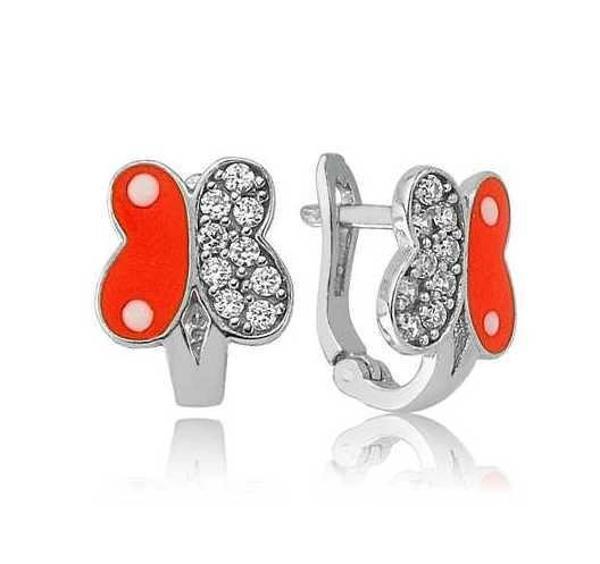 Supertrend Gümüş Turuncu Kelebek Çocuk Küpesi - Image 1