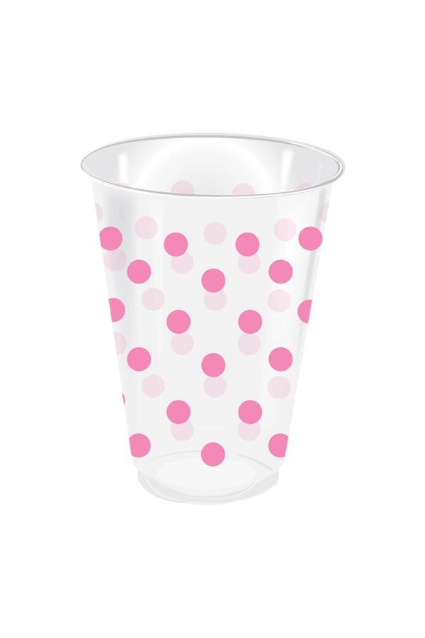 Supertrend Plastik Bardak Pembe Puantiyeli Şeffaf 250cc 25li - Image 1
