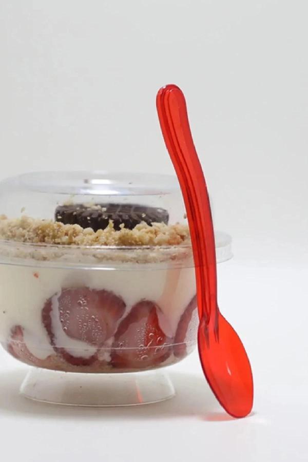 Transparan Parlak Kırmızı Dalgalı Dondurma-Tatlı Kaşık 50li - Image 1